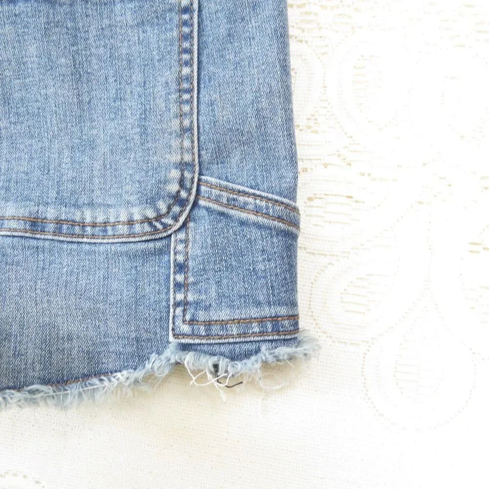 STS Blue High Rise Med Wash Denim Shorts Raw Edge Festival 27" EUC - Picture 8 of 11